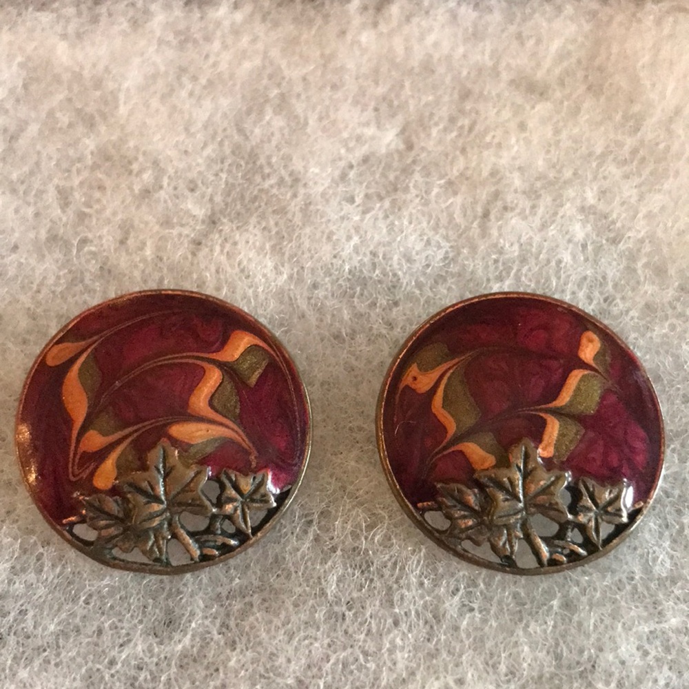 Signed Edgar Berebi Maple Leaf Earrings
